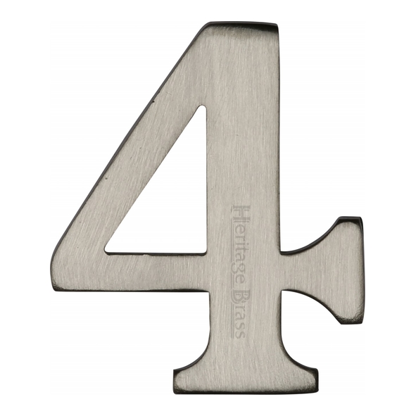 C1568 4-SN • 51mm • Satin Nickel • Heritage Brass Self Adhesive Numeral 4